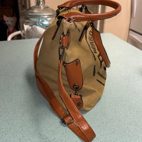 Brown Paris Print Crossbody/Shoulder Bag - Picture 4 of 11